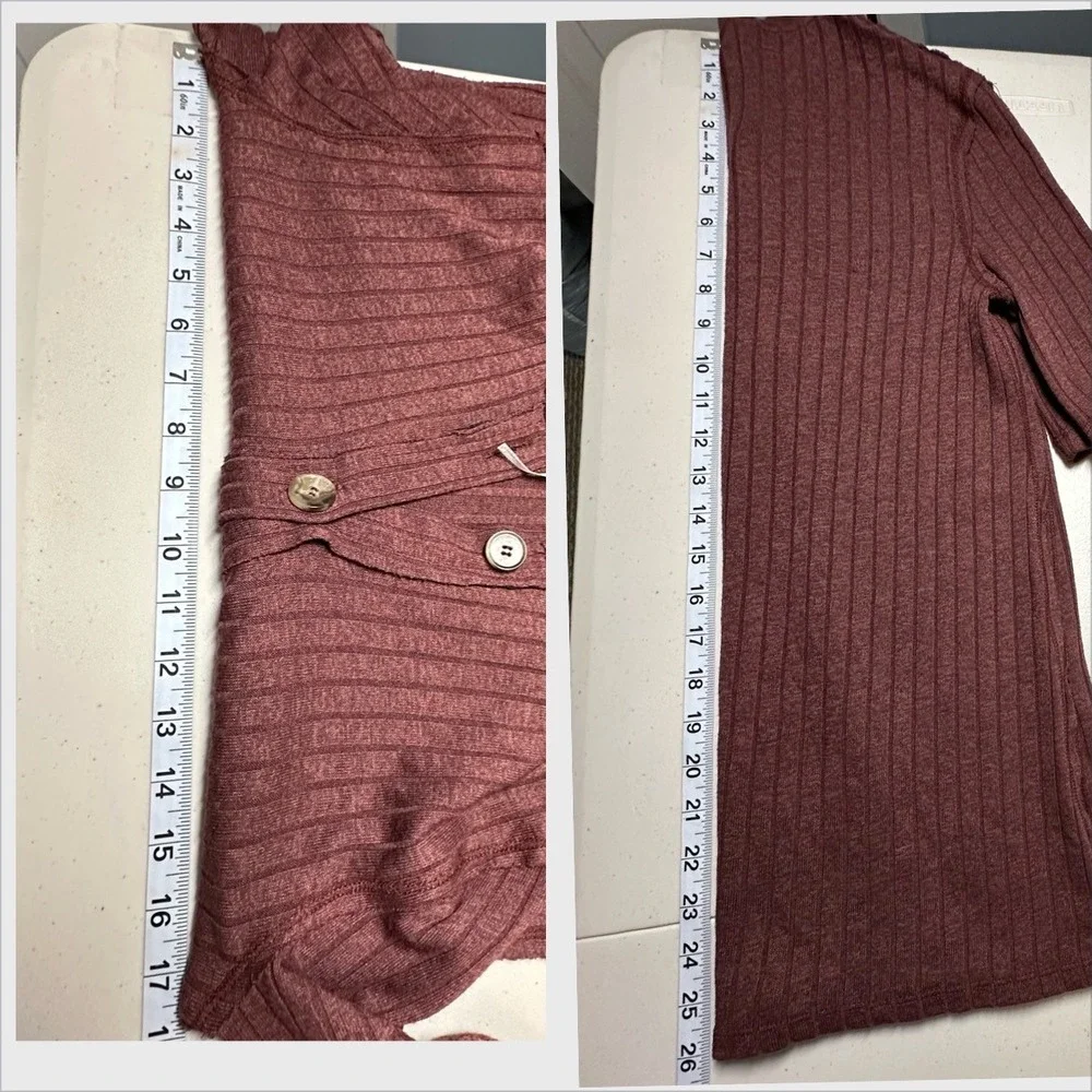 Free People Heart Strings Brown‎ Polo Ribbed Knit Shirt Top XS Old Money Preppy